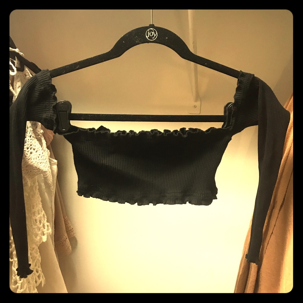 xs black tube top w/ sleeves